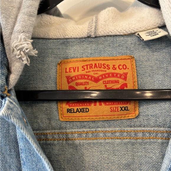 LEVIS HYBRID HOODIE TRUCKER DENIM JEAN JACKET - SIZE XXL Relaxed Fit - Picture 2 of 5